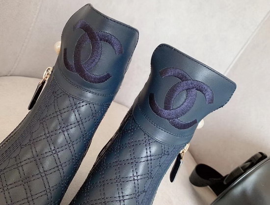 Chanel Ankle Boots in Blue Embroidered Calfskin