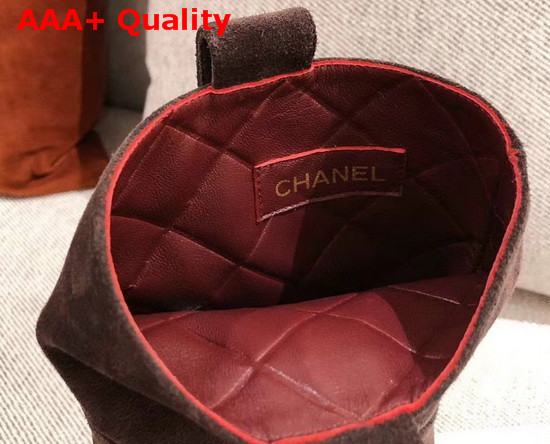 Chanel Ankle Boots in Brown Suede Calfskin with Gold Metal Logo G36749 Replica