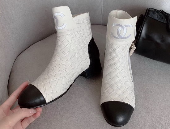 Chanel Ankle Boots in Ivory Embroidered Calfskin