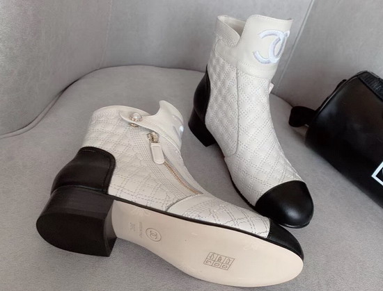 Chanel Ankle Boots in Ivory Embroidered Calfskin