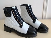 Chanel Ankle Boots in White Crinkled Calfskin with a Decorated Coin Purse on the Side Replica