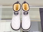 Chanel Ankle Boots in White Shearling Lambskin