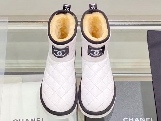 Chanel Ankle Boots in White Shearling Lambskin