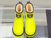 Chanel Ankle Boots in Yellow Shearling Lambskin