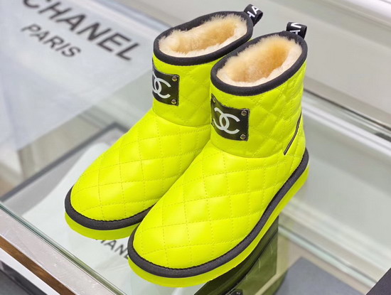 Chanel Ankle Boots in Yellow Shearling Lambskin