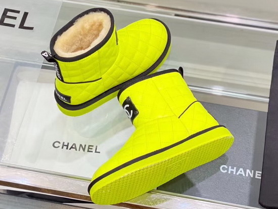 Chanel Ankle Boots in Yellow Shearling Lambskin