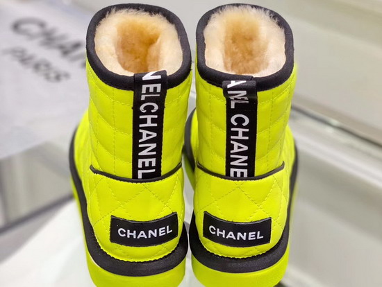 Chanel Ankle Boots in Yellow Shearling Lambskin