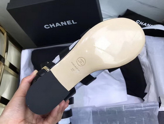 Chanel Ankle Sandal in Black Calf Leather