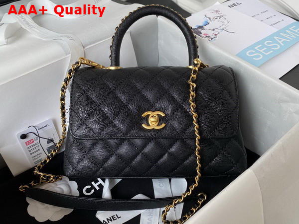 Chanel Authentic Chanel Coco Handle Bag in Black Grained Calfskin Replica