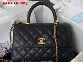 Chanel Authentic Chanel Coco Handle Bag in Black Grained Calfskin Replica