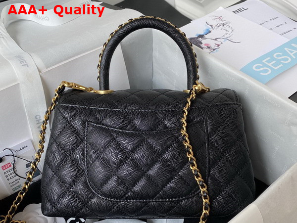 Chanel Authentic Chanel Coco Handle Bag in Black Grained Calfskin Replica