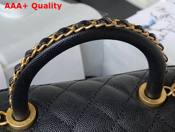 Chanel Authentic Chanel Coco Handle Bag in Black Grained Calfskin Replica