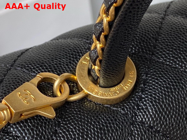 Chanel Authentic Chanel Coco Handle Bag in Black Grained Calfskin Replica