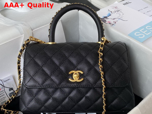 Chanel Authentic Chanel Coco Handle Bag in Black Grained Calfskin Replica