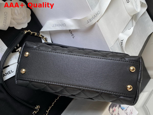 Chanel Authentic Chanel Coco Handle Bag in Black Grained Calfskin with Shiny Gold Hardwares Replica