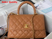 Chanel Authentic Chanel Coco Handle Bag in Brown Grained Calfskin Replica