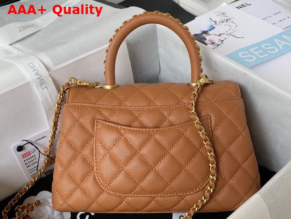 Chanel Authentic Chanel Coco Handle Bag in Brown Grained Calfskin Replica