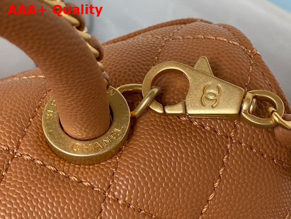 Chanel Authentic Chanel Coco Handle Bag in Brown Grained Calfskin Replica