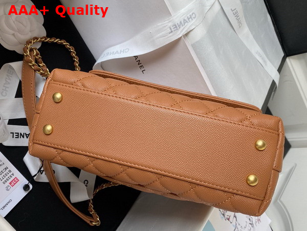 Chanel Authentic Chanel Coco Handle Bag in Brown Grained Calfskin Replica