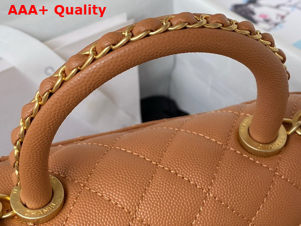 Chanel Authentic Chanel Coco Handle Bag in Brown Grained Calfskin Replica