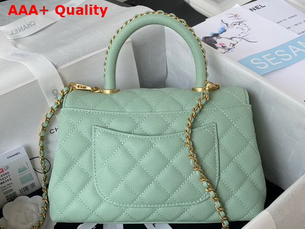 Chanel Authentic Chanel Coco Handle Bag in Light Green Grained Calfskin Replica