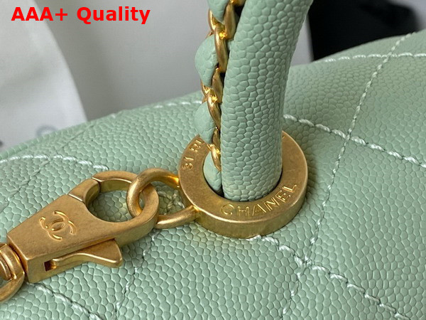 Chanel Authentic Chanel Coco Handle Bag in Light Green Grained Calfskin Replica