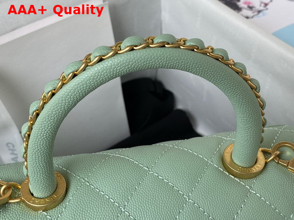 Chanel Authentic Chanel Coco Handle Bag in Light Green Grained Calfskin Replica