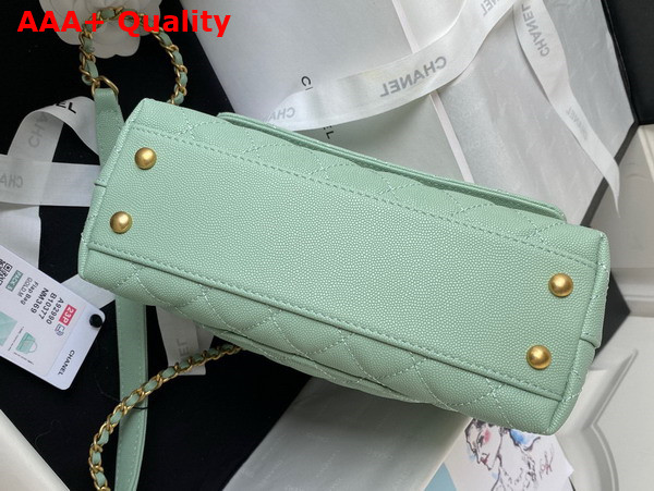 Chanel Authentic Chanel Coco Handle Bag in Light Green Grained Calfskin Replica