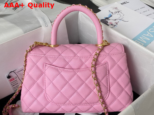 Chanel Authentic Chanel Coco Handle Bag in Pink Grained Calfskin Replica