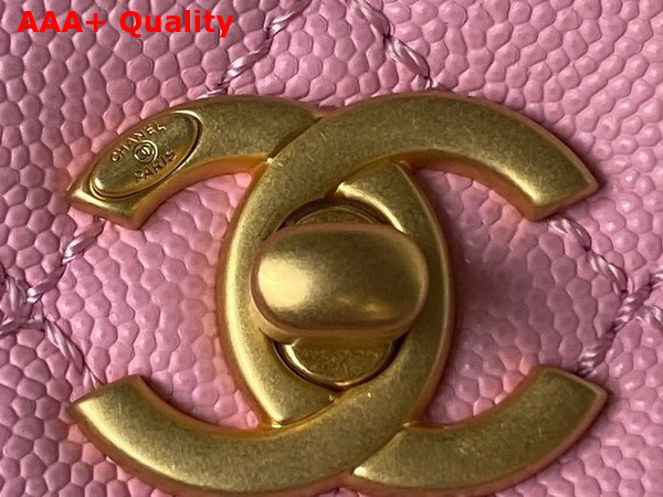 Chanel Authentic Chanel Coco Handle Bag in Pink Grained Calfskin Replica