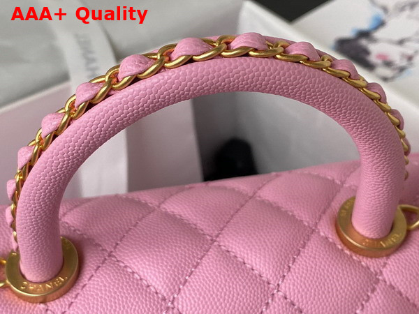 Chanel Authentic Chanel Coco Handle Bag in Pink Grained Calfskin Replica