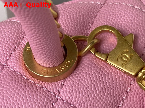 Chanel Authentic Chanel Coco Handle Bag in Pink Grained Calfskin Replica