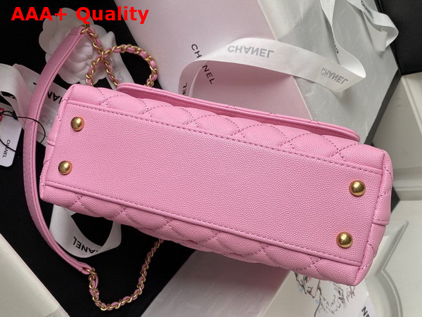 Chanel Authentic Chanel Coco Handle Bag in Pink Grained Calfskin Replica