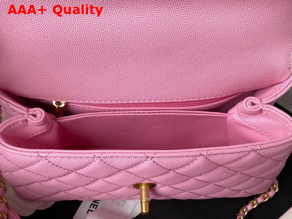 Chanel Authentic Chanel Coco Handle Bag in Pink Grained Calfskin Replica