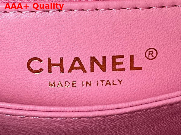 Chanel Authentic Chanel Coco Handle Bag in Pink Grained Calfskin Replica