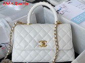 Chanel Authentic Chanel Coco Handle Bag in White Grained Calfskin Replica