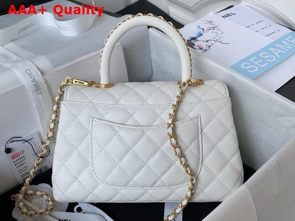 Chanel Authentic Chanel Coco Handle Bag in White Grained Calfskin Replica