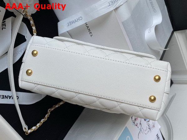 Chanel Authentic Chanel Coco Handle Bag in White Grained Calfskin Replica