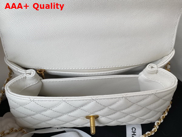 Chanel Authentic Chanel Coco Handle Bag in White Grained Calfskin Replica