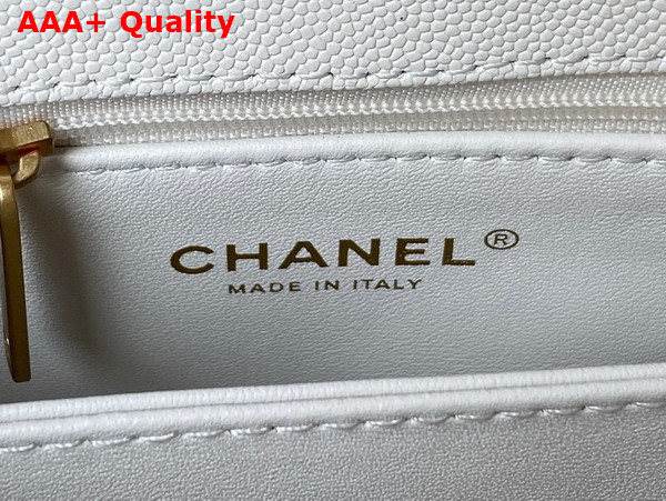 Chanel Authentic Chanel Coco Handle Bag in White Grained Calfskin Replica