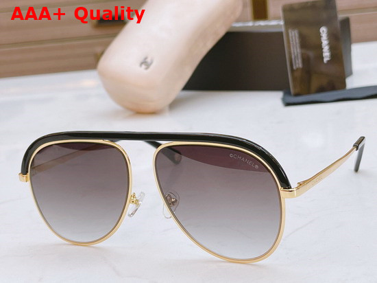 Chanel Aviator Sunglasses Ivory Acetate and Gold Metal Replica