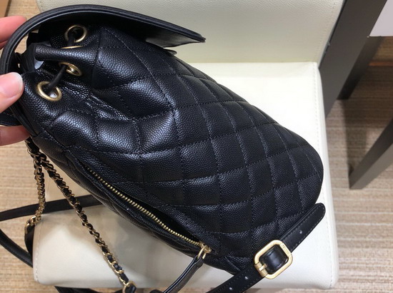 Chanel Backpack Black Grained Calfskin