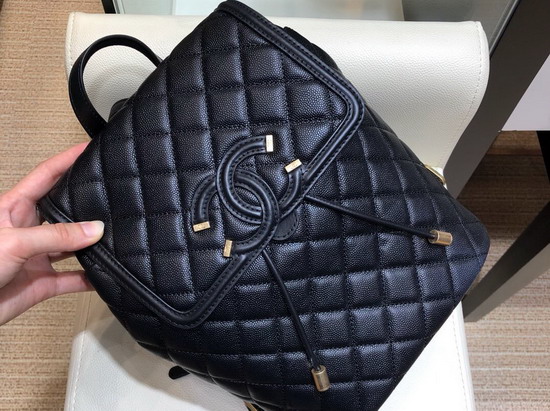 Chanel Backpack Black Grained Calfskin