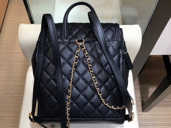 Chanel Backpack Black Grained Calfskin