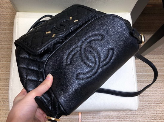 Chanel Backpack Black Grained Calfskin