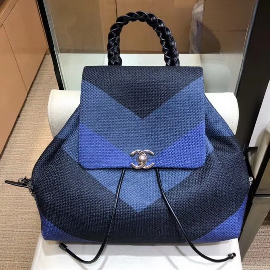 Chanel Backpack Blue Canvas