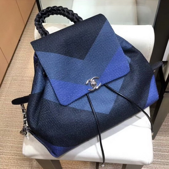 Chanel Backpack Blue Canvas