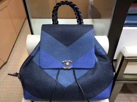 Chanel Backpack Blue Canvas