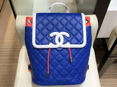 Chanel Backpack Blue Grained Calfskin