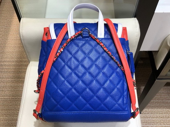 Chanel Backpack Blue Grained Calfskin